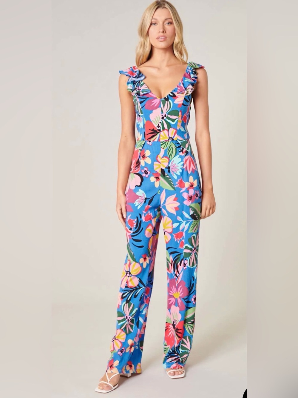 Sugarlips Inez Tropic Floral Ruffle jumpsuit size M
